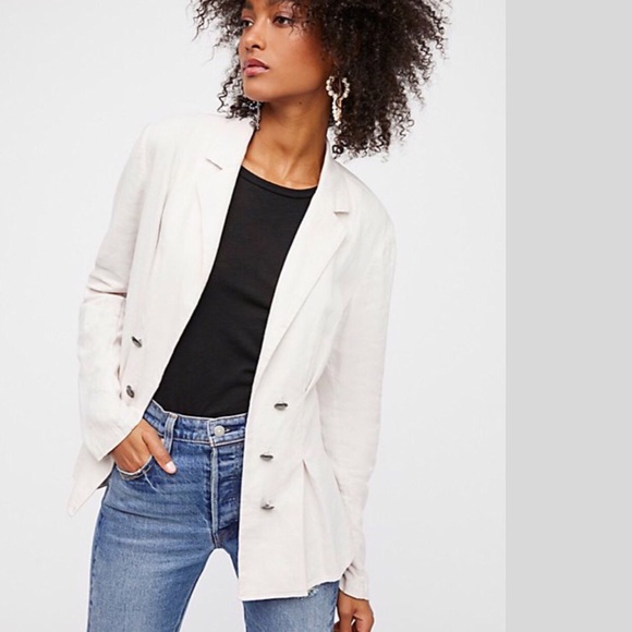 Cinched Waist Linen Blazer Nwt 